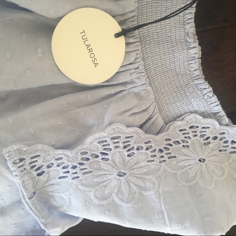 Baby Blue TulaRosa Odessa Off the Shoulder Top